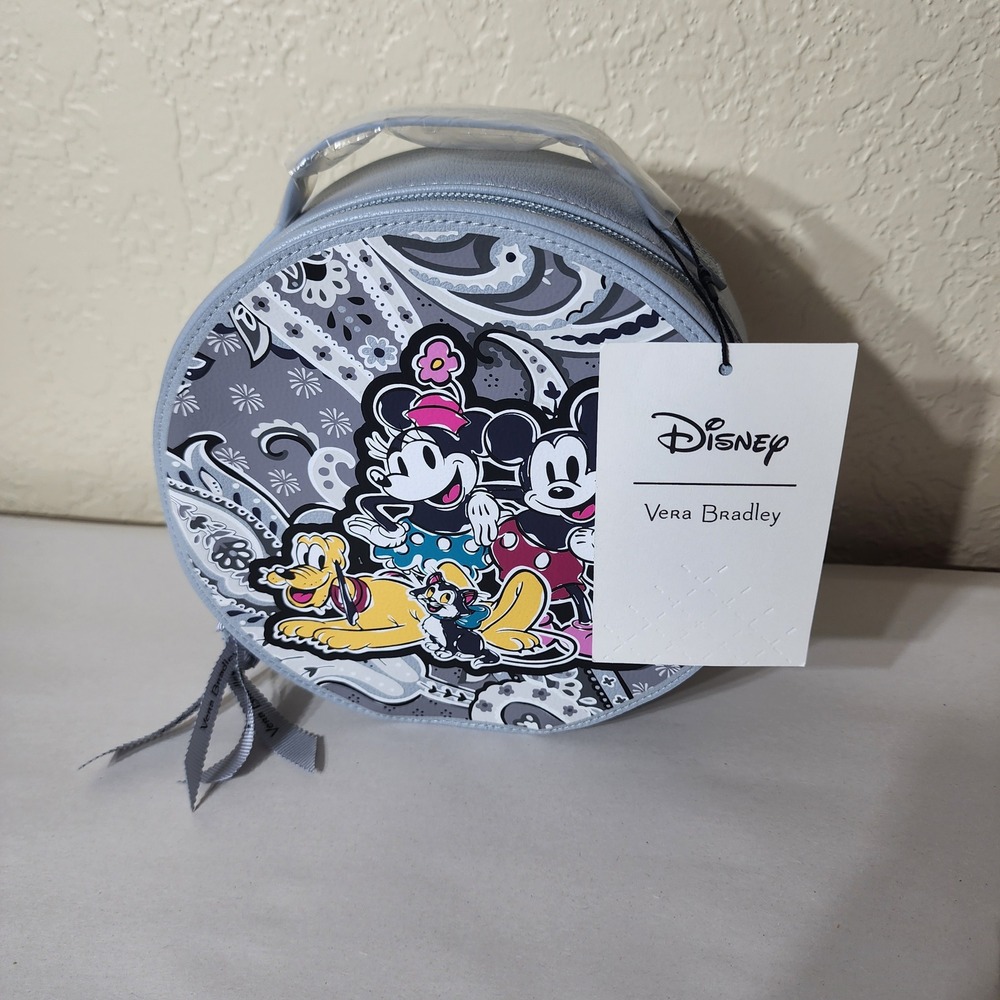 Vera Bradley Disney Mickey Mouse Piccadilly Paisley Whimsy Cosmetic Bag Grey - Picture 1 of 6